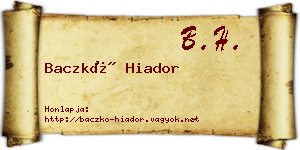 Baczkó Hiador névjegykártya